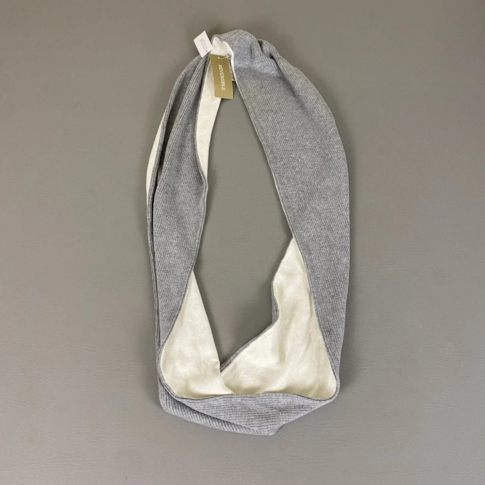 Chico's Infinity Scarf Reversible Neck Warmer Sweater Matchback Heather Gray NWT